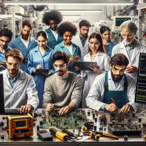 Gruppe von Elektroniker für Betriebstechnik