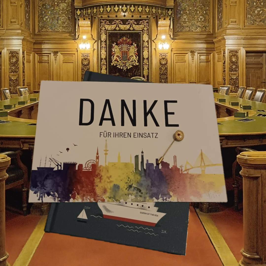 Danksagung für langjährige Blutspende im Hamburger Rathaus