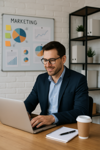 Marketing Manager bei der Arbeit